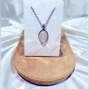 Dainty Rose Quartz Oval Necklace